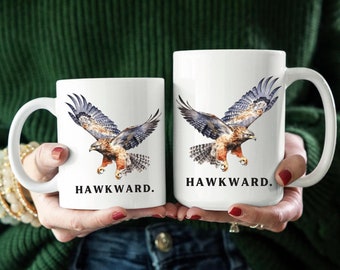 Hawkward Bird Ceramic Mug, Funny Hawk Pun Cup, Bird Lover Gift, Animal Coffee Mug, Novelty Tea Cup, Birdwatcher Gift