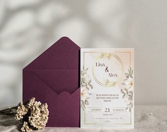 Floral Wedding Invitation Template: Editable Digital Download