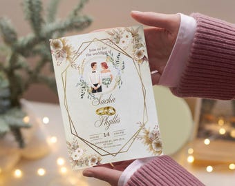 Editable Wedding Invitation Template: Elegant Floral Design (Digital Download)