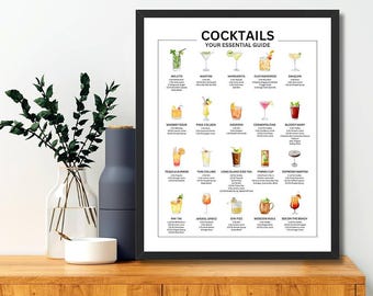 Cocktail Essential Guide Print: Drinks Table Art (Digital Download)