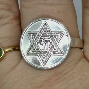 STAR of DAVID /CHAI Ring, Sterling Silver, Size 7.5, Jewish Star, Judaica, Hebrew