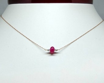 Ruby Necklace, Uncut Diamonds, 14k Rose Gold, 18.25" long, Raw Diamonds, Diamond Beads,  Brand New, One of a Kind!