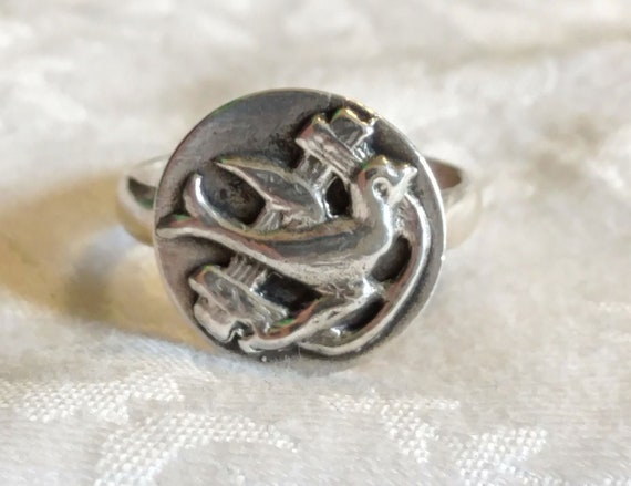 Swallow Bird Ring, Sterling Silver, sz 6.25, Roma… - image 1