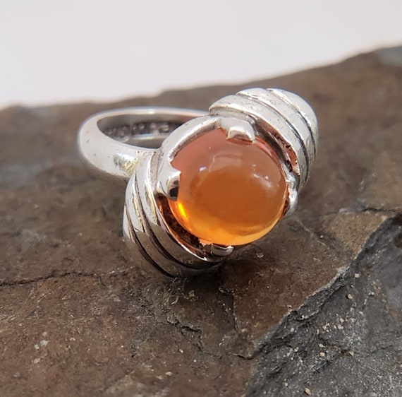 Mexican FIRE OPAL RING, Sterling Silver size 6 fu… - image 8