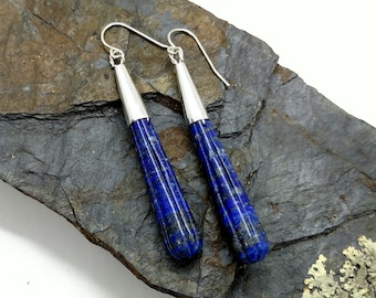 Lapis  Dangle Earrings, Lapis on Sterling Silver, for pierced ears, Chandelier Earrings,  ELEGANT and NEW