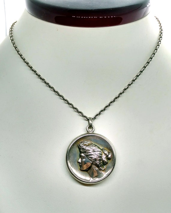 Antique Locket Pendant, Sterling Silver, Victoria… - image 2