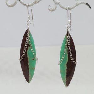 Chrysoprase Earrings, Sterling Silver Dangles, Green Chrysophase, Handmade, OOAK, Statement Earrings,