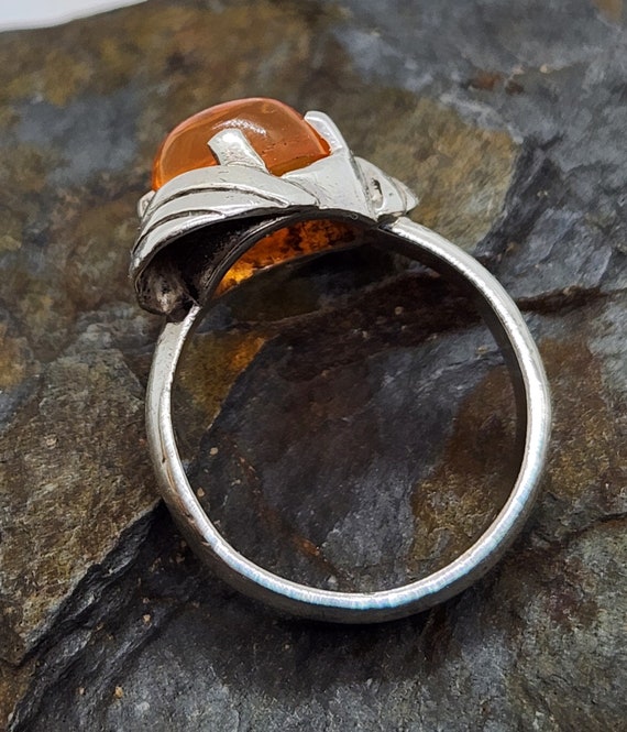Mexican FIRE OPAL RING, Sterling Silver size 6 fu… - image 5