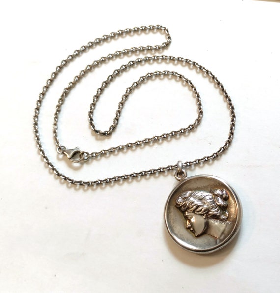 Antique Locket Pendant, Sterling Silver, Victoria… - image 4
