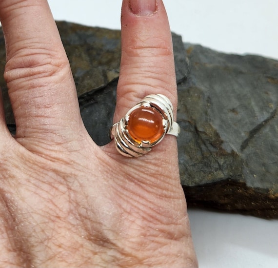 Mexican FIRE OPAL RING, Sterling Silver size 6 fu… - image 1