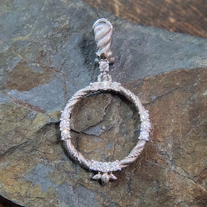 Judith Ripka SINGLE EARRING Sterling Silver & CZ Dangle,  Designer Signed, Rope Texture, Omega Backs, Great Condition, all original!