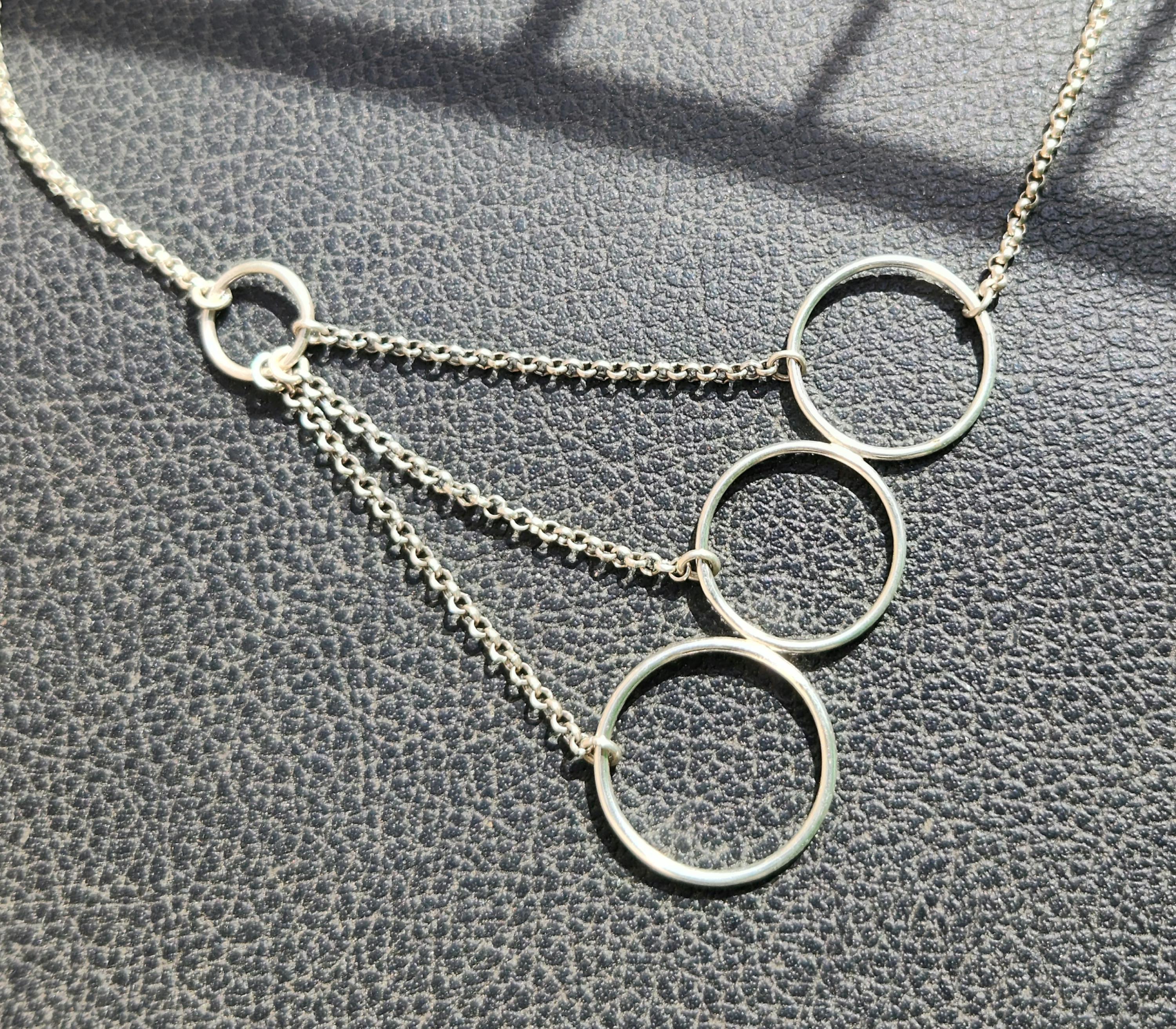 3 Ring Circles Necklace, Sterling Silver, Circle Links & Festoon Chains ...