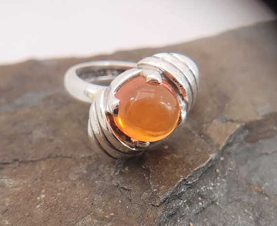 Mexican FIRE OPAL RING, Sterling Silver size 6 fu… - image 9