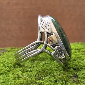 Grüner Türkis Ring, Sterling Silber, handgemacht, Größe 9, Naturstein, Antiker grüner Türkis
