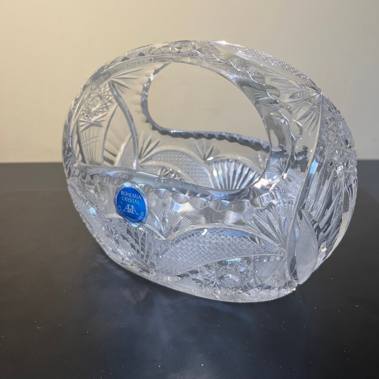 BOHEMIA ボヘミア クリスタル ガラス バスケット ZBS Bohemia Czech 24% Lead Crystal Glass Basket Hand Cut Royal