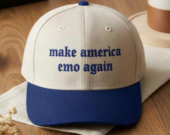 Embroidered Make America Emo Again Hat, Embroidered Dad Cap, MAGA Trucker Hat, Adjustable Unisex Emo Hat, Emo Hat, Golfer Gift
