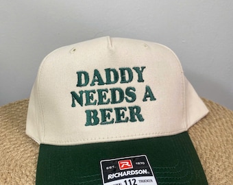 Daddy Needs A Beer Embroidered Hat, Retro Dad Joke Hat, Embroidered Cap for Beer Lovers, Daddy Beer Trucker Hat, Funny Gift For Dad