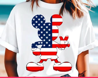 Glückliches 4. Juli Mickey PNG Sublimationsdesign Amerikanische Flagge Clipart Gedenktag T-Shirt Mickey Ingebrochenheit Tag Shirt Disney Familie Tee