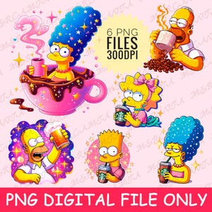 Simpsons Clipart Bundle 6 PNG High-Resolution Designs for Sublimation Family Shirt Tumbler Designs DTF PNG File Instant Digital Download