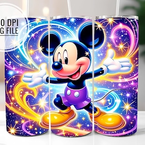 Cartoon Mouse Tumbler Wrap PNG, Neon Colorful Tumbler Wraps Sublimation Design PNG, 20oz Skinny Tumbler Sublimation, Digital Downloads