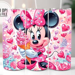 Sparkle Mouse Girl Tumbler Wrap PNG, Cartoon Tumbler Wraps Sublimation Design PNG, 20oz Skinny Tumbler Sublimation, Digital Download