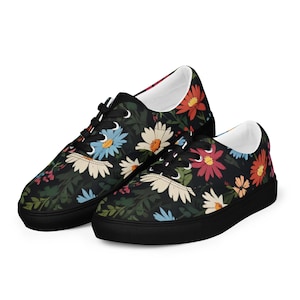 Damen Schnür-Segeltuchschuhe Floral