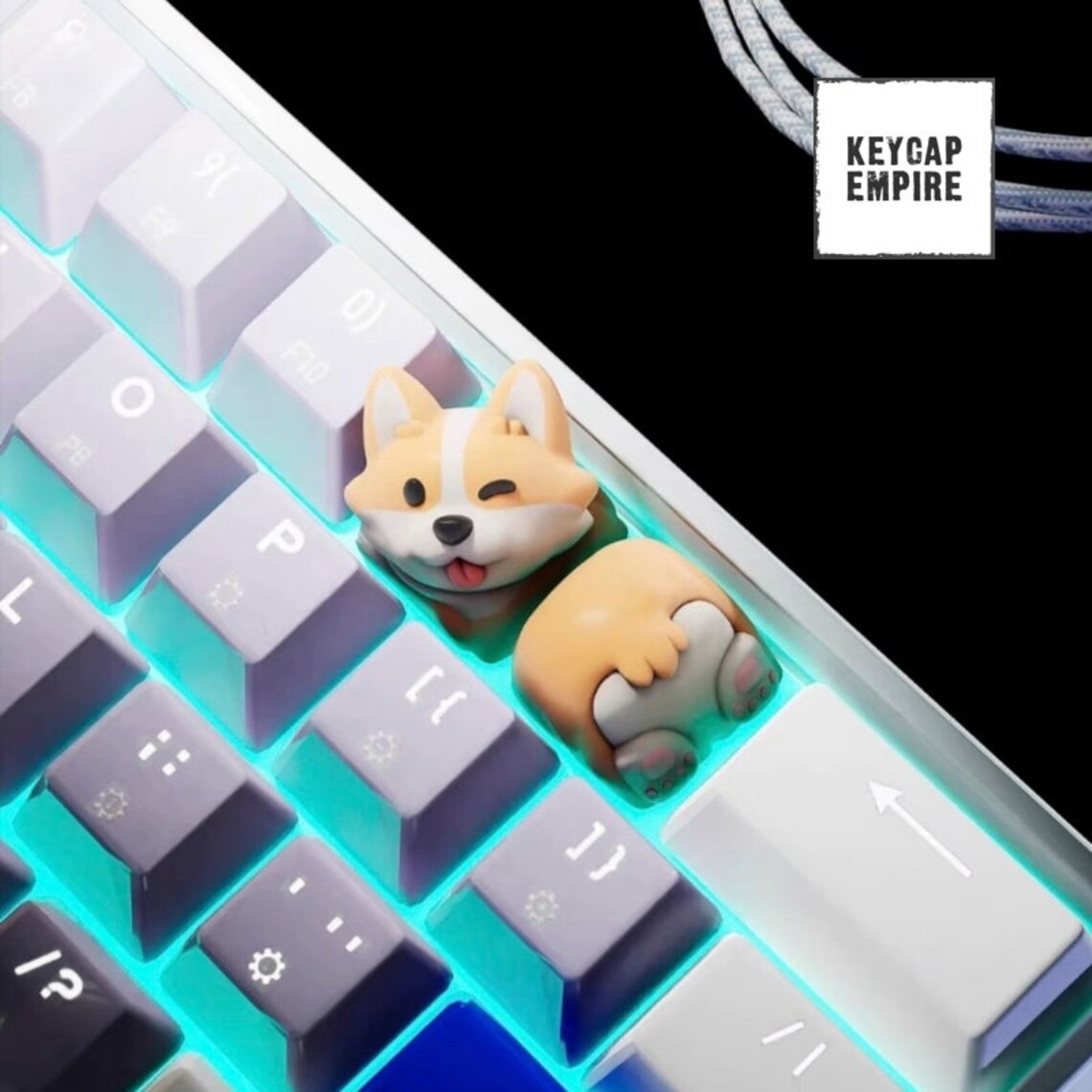 Custom Black Corgi Artisan Keycaps Hand Painted Resin Print Gaming ...