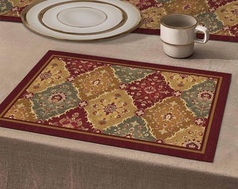 Kilim Pattern Placemats (Set of 4, 6, 8...): Turkish Rug Design Table Mats
