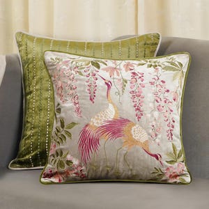 Hand Embroidery Cushion Cover, Floral Decorative Throw Pillow for Sofa, Living Room, Home Decor, Handmade Accent Pillow.