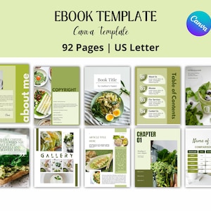Green Ebook Template ,  Health Ebook Template ,  Ebook Template Canva , Green Ebook Canva , Lead Magnet , Modern Workbook