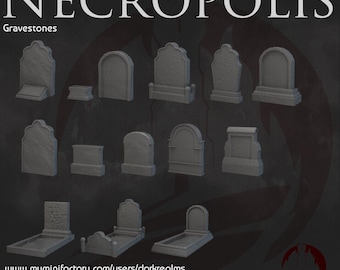 Gravestones - Necropolis. Suitable for DnD, Dungeons and Dragons, , Fantasy RPG Tabletop Terrain