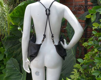 Harness Holster Foldover Leather Bags with Rubber Cord