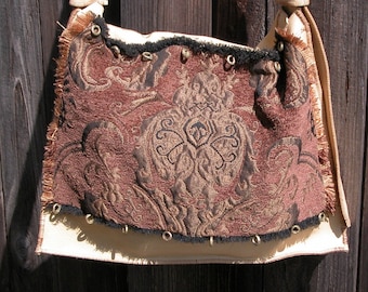 Palomino Leather Tapestry Bag with Adjustable Belt Buckle Strap