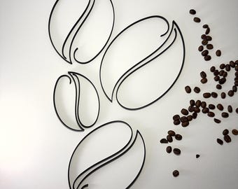 3D-printed coffee bean decor | One line art wall decor | Modern coffee wall art | Minimalist kitchen decoration | Gift idea