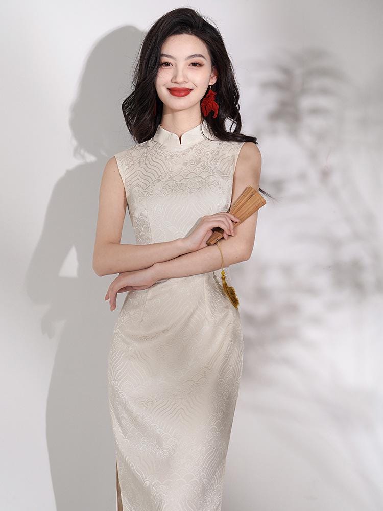 girly graduation dress Black Gold Rose Mulberry Silk Xiangyunsha Qipao main image 0