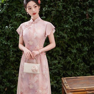 women's light pink chinese dress Pink Qipao & Cheongsam