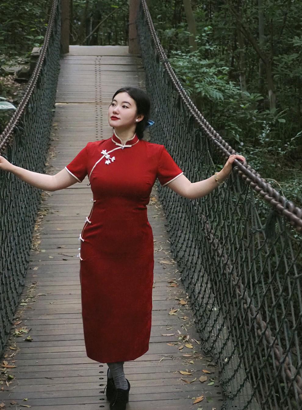 red chinese dress plus size Chinese Style Retro Red Cheongsam 2022 New Traditional Qipao Dress Women Clothing Plus Size M-4XL