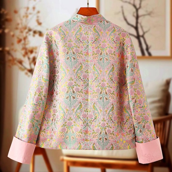 新品　chinese knot blouse Shanghai Story Women's Cotton Linen 3/4 Sleeve Mandarin