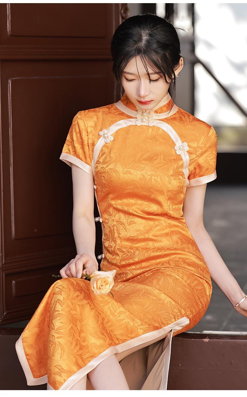 orange chinese dress Children Hanfu Costume Tang Dress for Girls Classic Ruqun Style