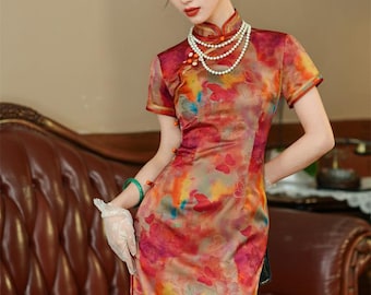 Traditional Cheongsam, Summer Chinese Qipao, Daily Wear QiPao Wedding guest Vintage Dress Graduation