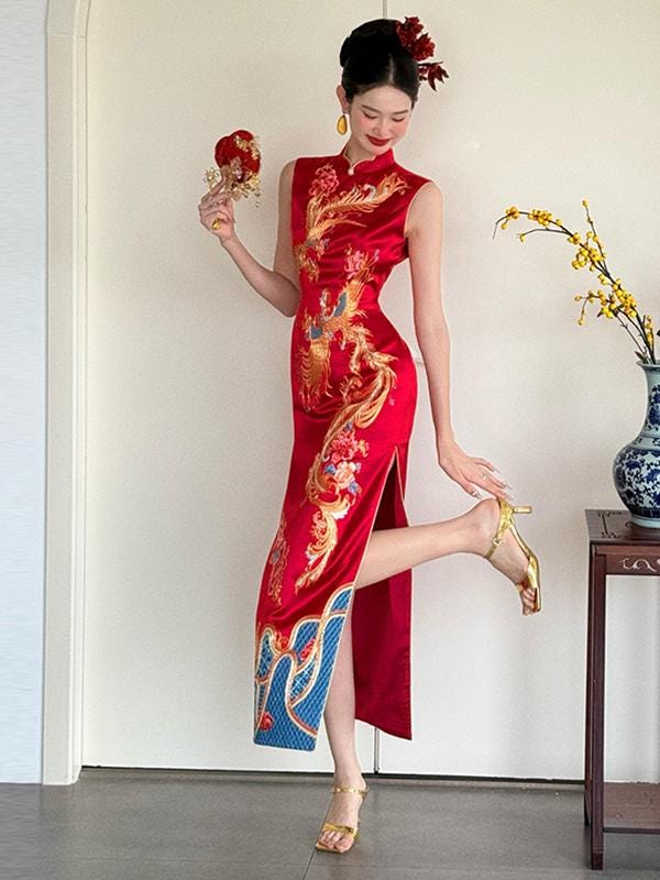 Red Gold Asian Dress - Etsy UK Red Gold Asian Dress - Etsy UK