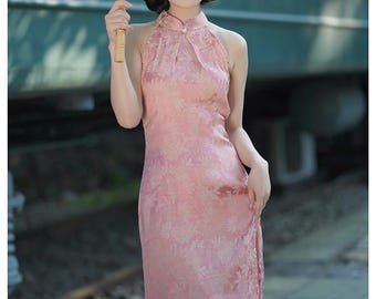 Vestido Qipao Chinês Tradicional Para Meninas - Cetim Com Flores, Ideal Para Festas E Ano Novo