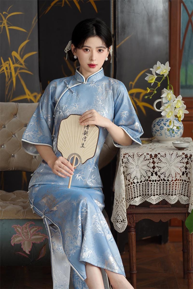 Asia Miss China-Geisha-Qipao Kimono Bluse/Blazer/Top Bluse Drachen-Motiv 32-42 E - Foto 4