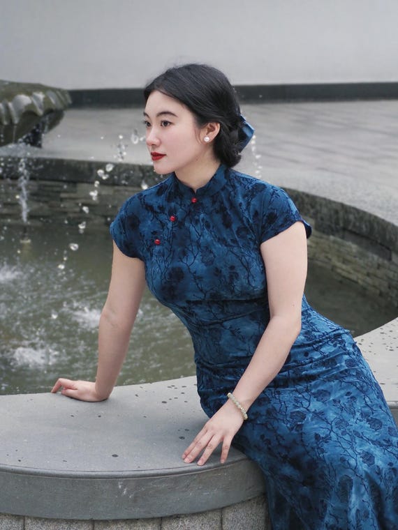 chinese blue dress size Chinese Tang Dynasty Women's Spring Autumn Plus Size Blue Ruqun Dress
