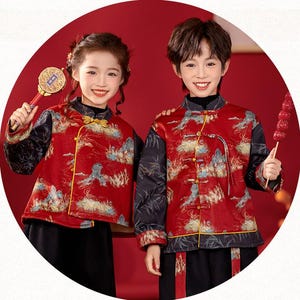 Jungen Mädchen Cheongsam Outfit: Chinesisches Neujahr Jacke & Hose