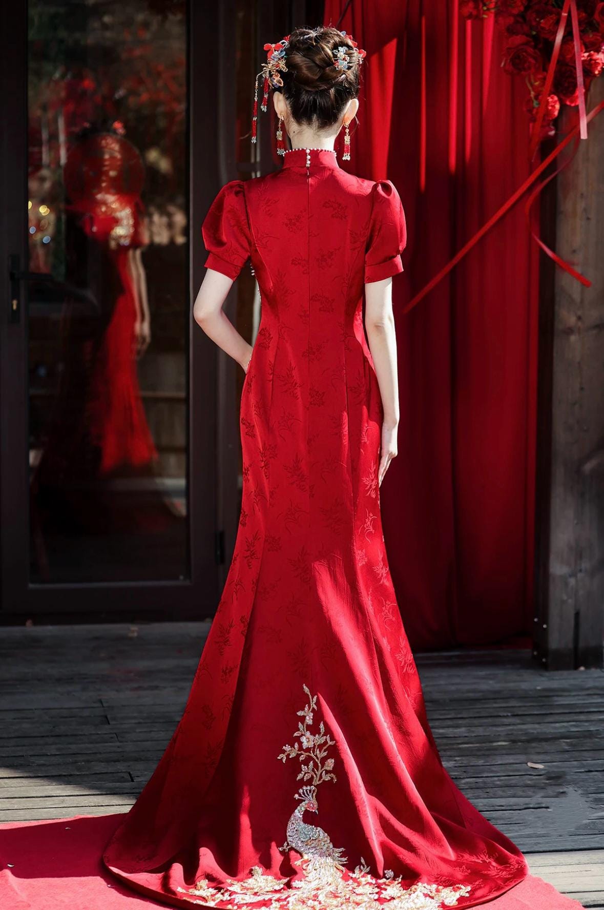 Kimono Mujer Japones Vestido Cheongsam Tradicional Chino - Estampado  Dragón/fénix, Manga Corta (tallas S-5XL) Disfraz Chino, image size:1179x1776