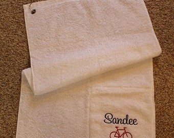 Personalized Pocket Bicycle Towel - Sports Towel - Gym Towel - Sweat Towel - Bicycle Towel - Pocket Towel - Spin Workout Towel -