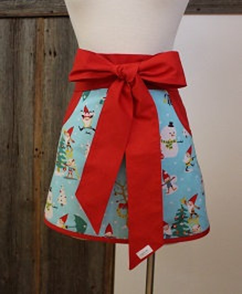 Christmas Apron Half Apron Holiday Apron Adult Half Etsy