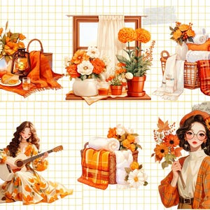 Höstflicka Clipart-paket: Höstmode PNG-bilder (Kommersiellt bruk, digital nedladdning) bild 4