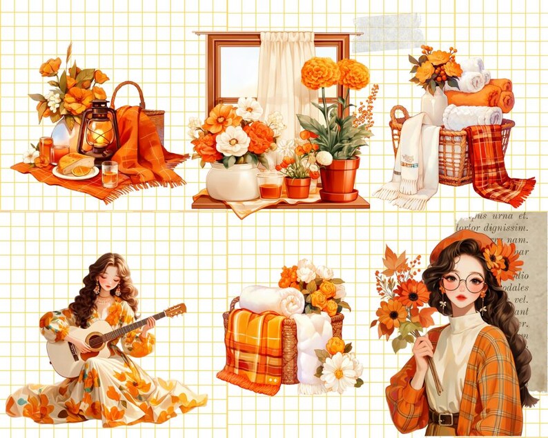 Höstflicka Clipart-paket: Höstmode PNG-bilder (Kommersiellt bruk, digital nedladdning) bild 4